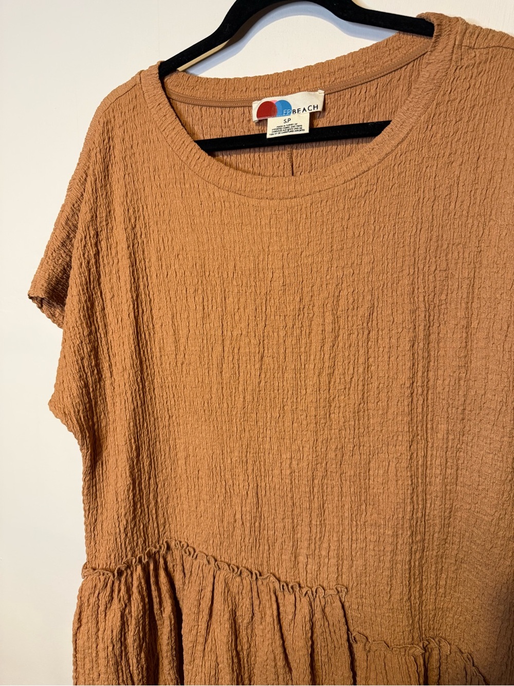 Free People Beach Marni Asymmetrical Ruffle Tunic Dress Lovely Leo Tan Sz Small View 3
